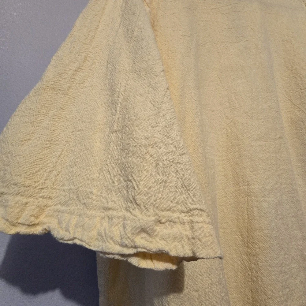 Cottonseed 100%‎ Cotton Lace Up Tunic Top Womens XXL Yellow USA Peasant Medieval